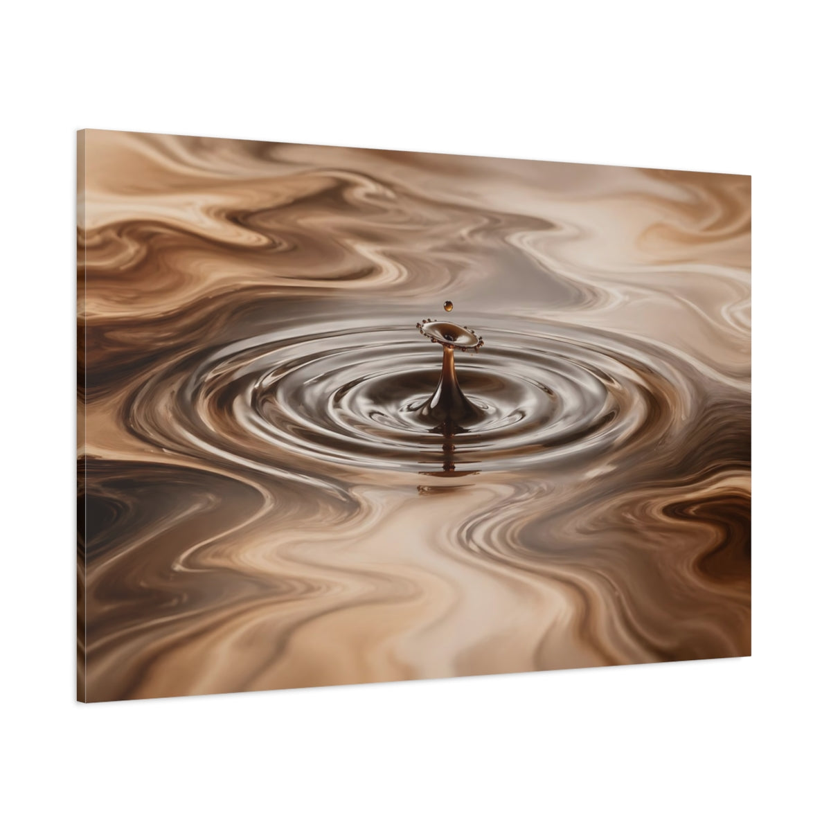 Side Mockup 1. Nature Water Drop Brown And Beige shown as stretched canvas wall art