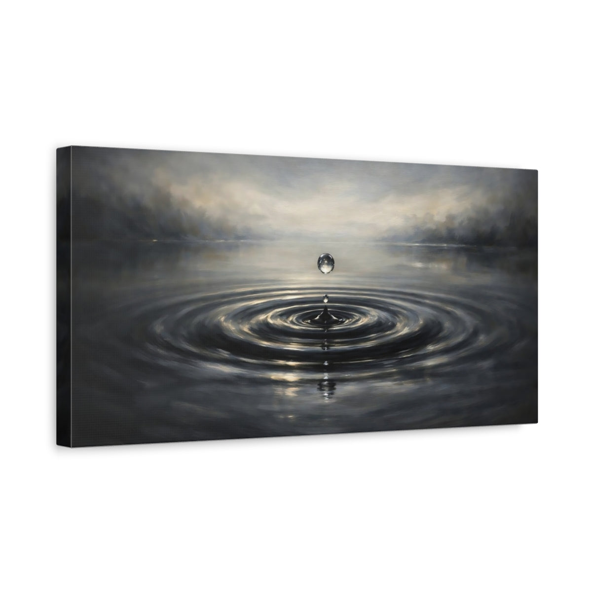 Side Mockup 3. Nature Water Drop Water Drop Gray shown as stretched canvas wall art
