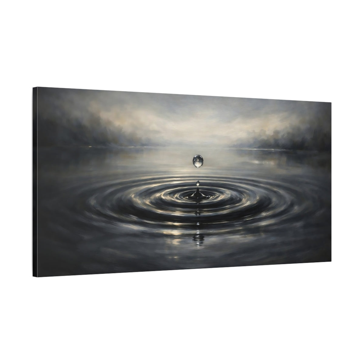 Side Mockup 1. Nature Water Drop Water Drop Gray shown as stretched canvas wall art