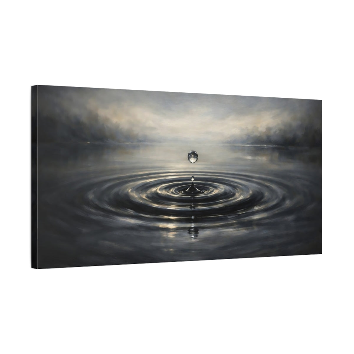 Side Mockup 2. Nature Water Drop Water Drop Gray shown as stretched canvas wall art