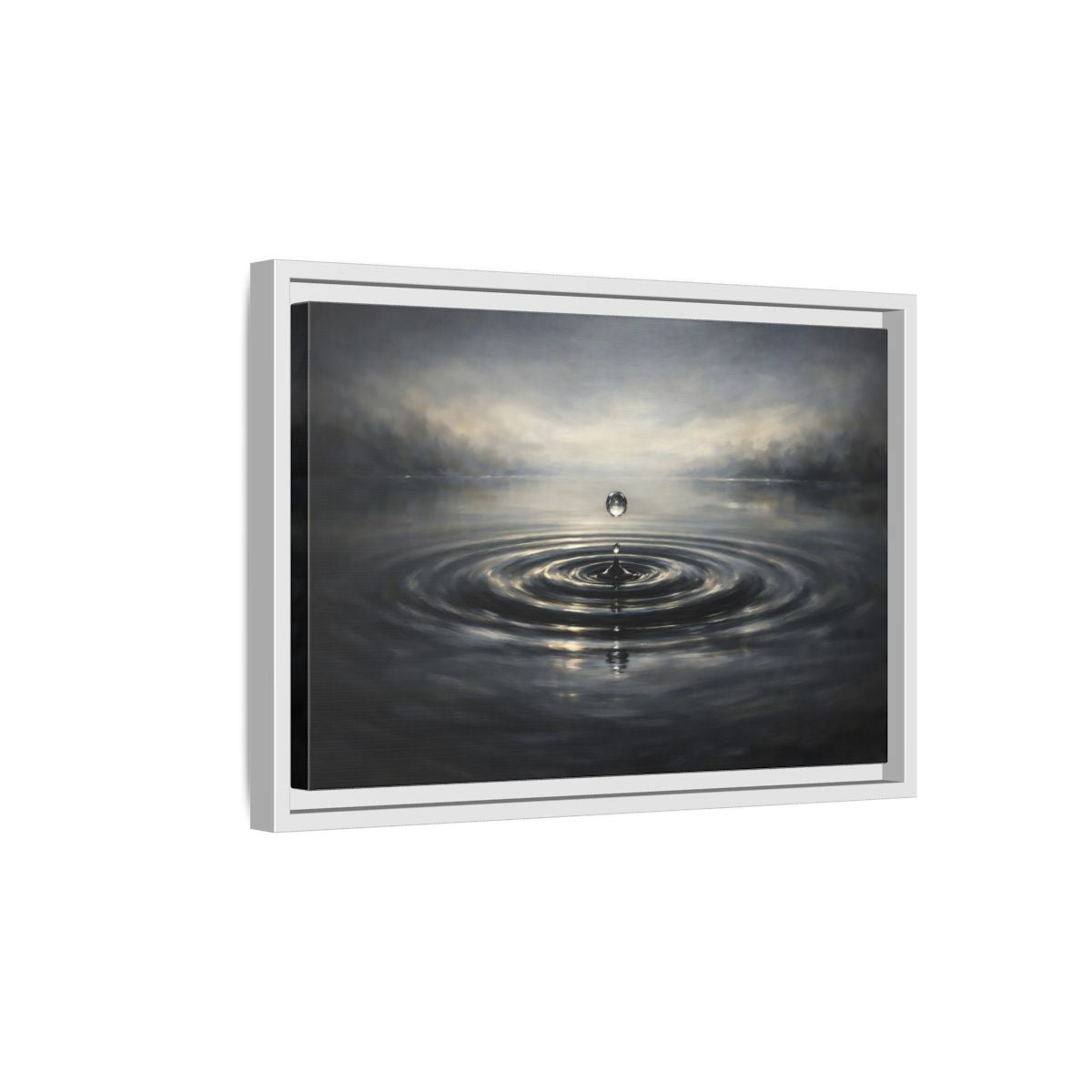 Side Mockup 4. Nature Water Drop Grey And Gold shown as stretched canvas wall art