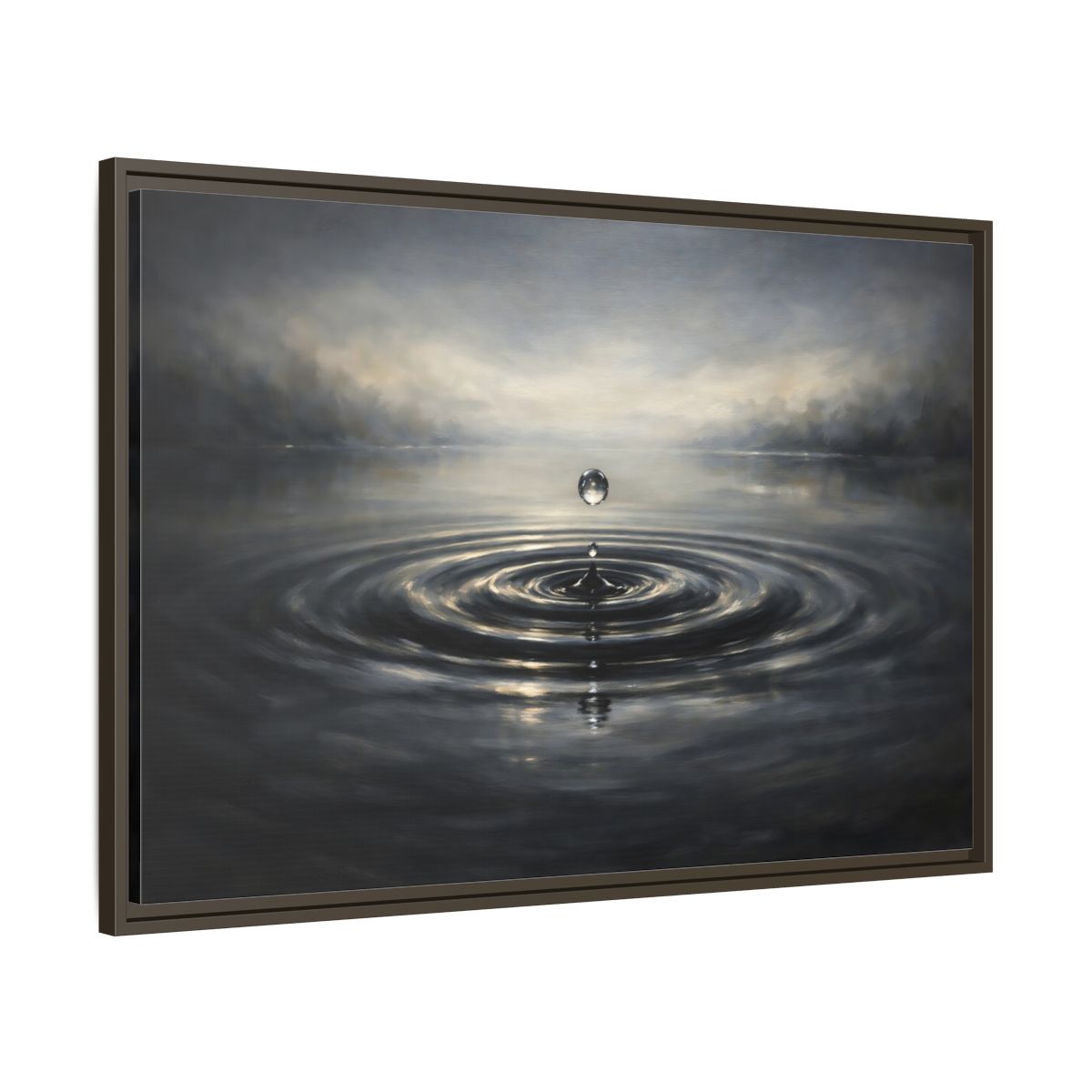 Side Mockup 9. Nature Water Drop Grey And Gold shown as stretched canvas wall art