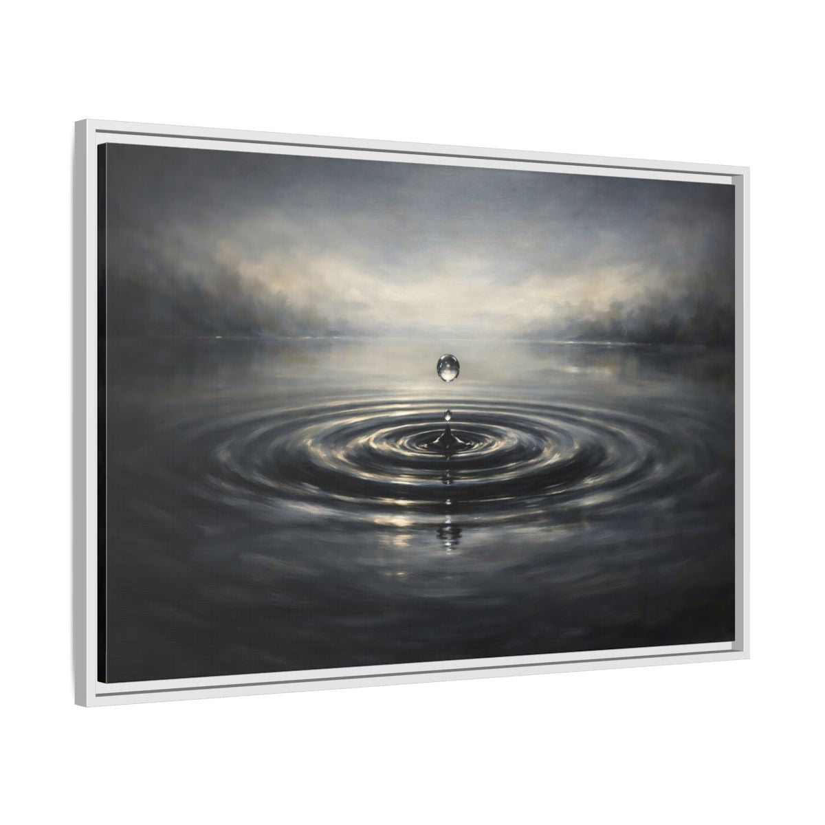 Side Mockup 8. Nature Water Drop Grey And Gold shown as stretched canvas wall art