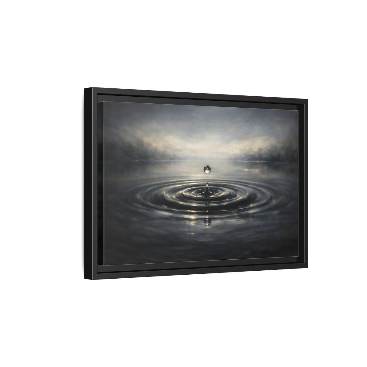 Side Mockup 6. Nature Water Drop Grey And Gold shown as stretched canvas wall art