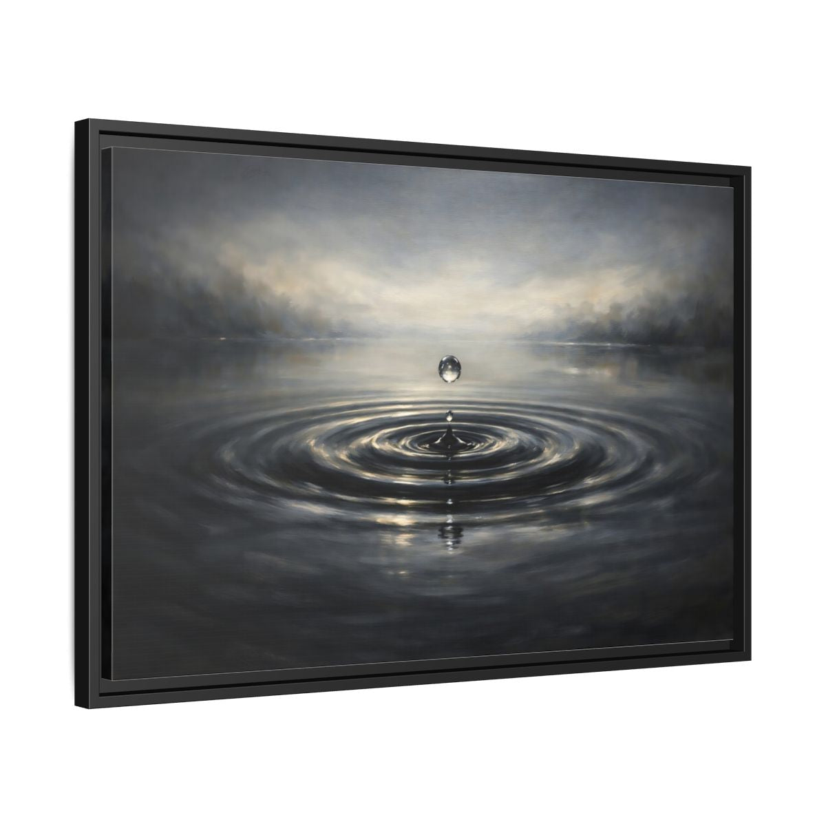 Side Mockup 14. Nature Water Drop Grey And Gold shown as stretched canvas wall art