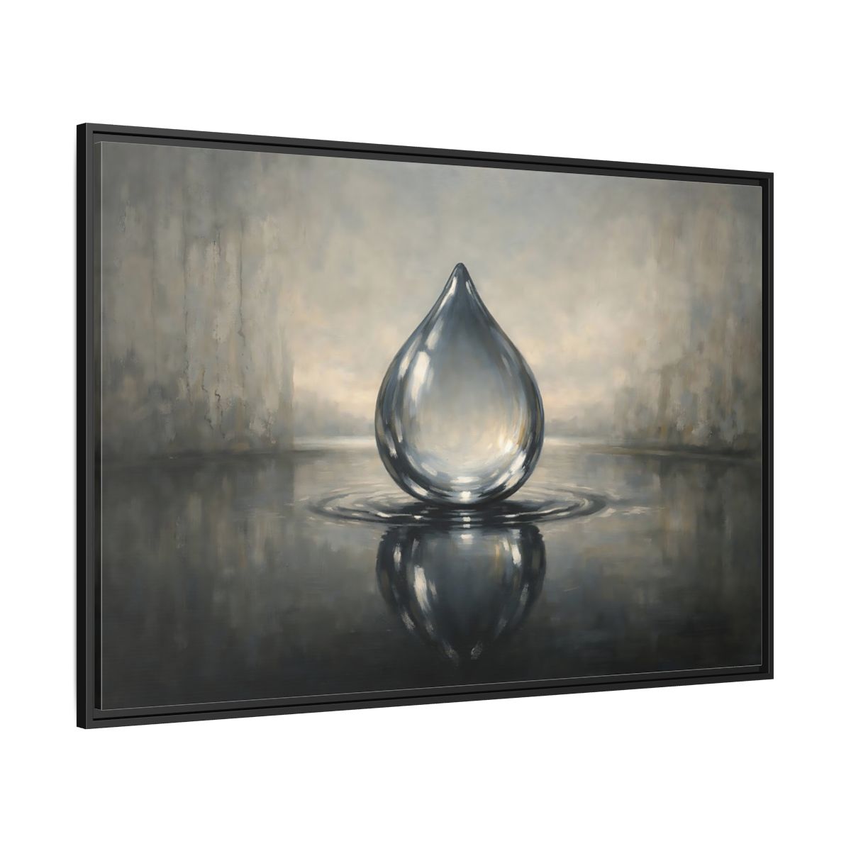 Side Mockup 12. Nature Water Drop Monochrome Water Drop shown as stretched canvas wall art