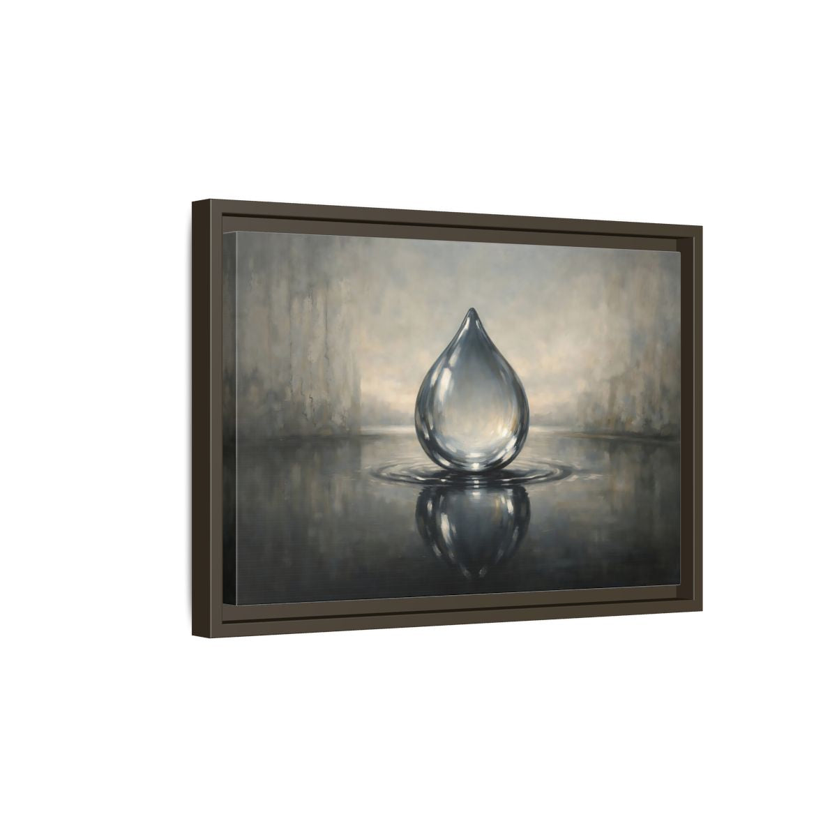 Side Mockup 5. Nature Water Drop Monochrome Water Drop shown as stretched canvas wall art
