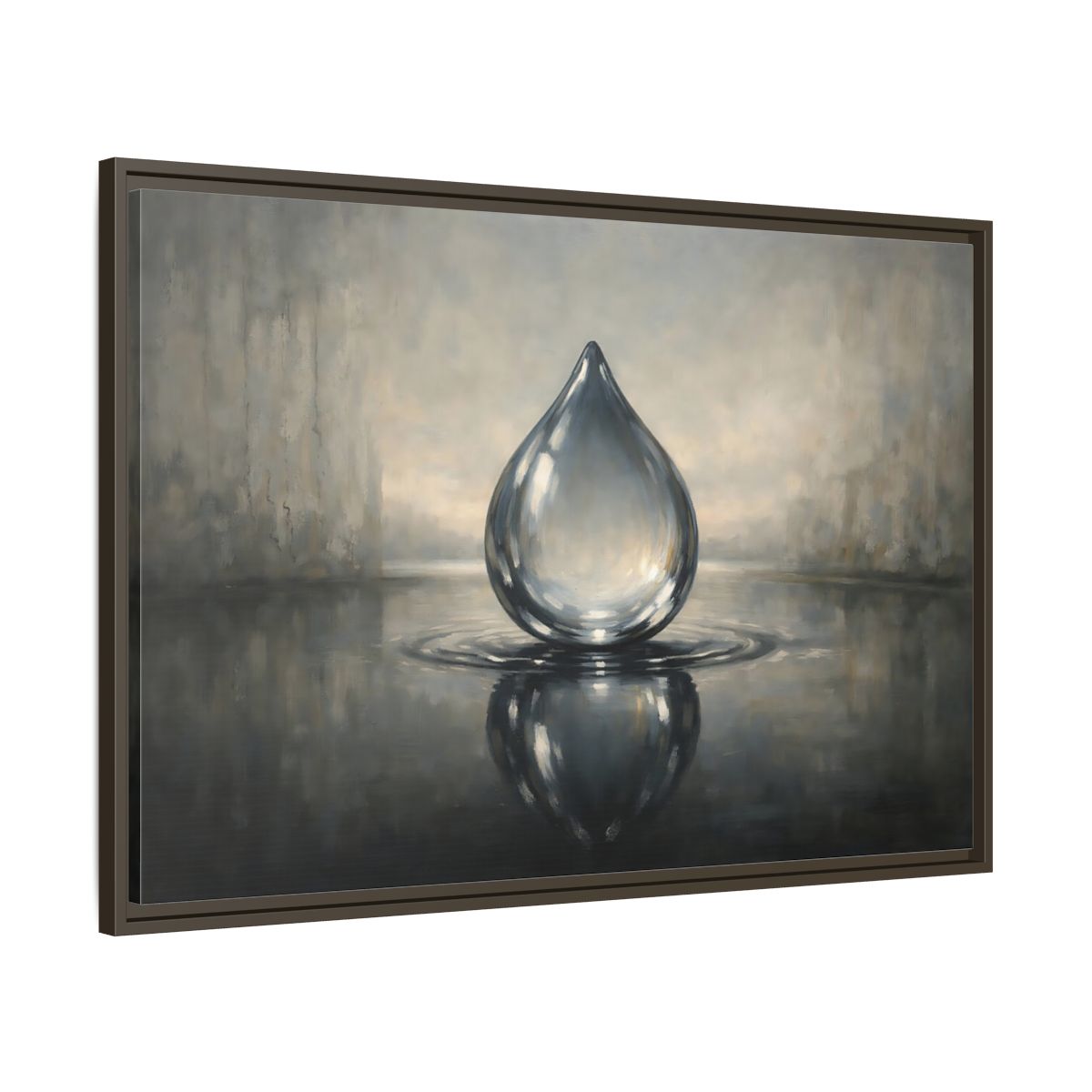 Side Mockup 9. Nature Water Drop Monochrome Water Drop shown as stretched canvas wall art