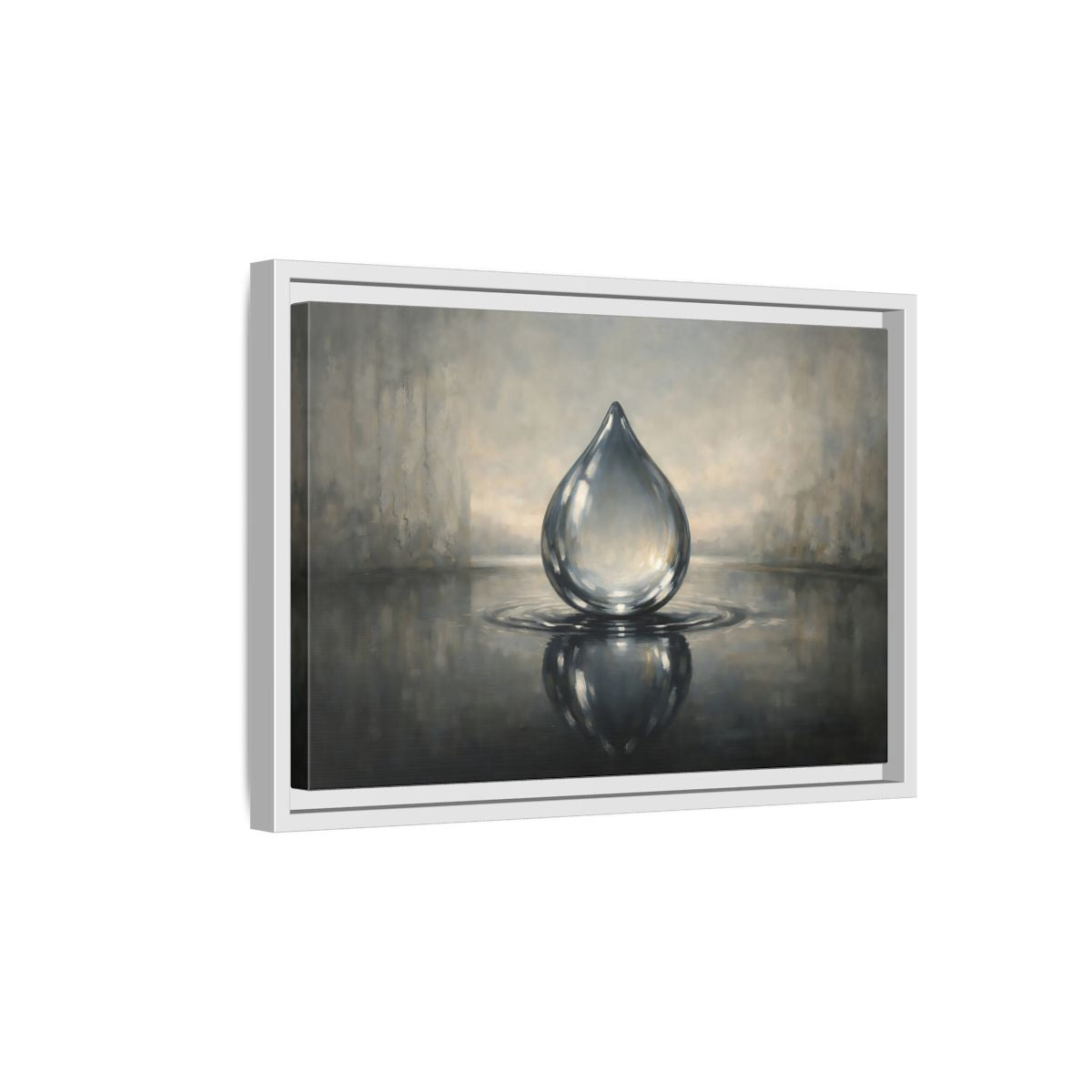 Side Mockup 4. Nature Water Drop Monochrome Water Drop shown as stretched canvas wall art