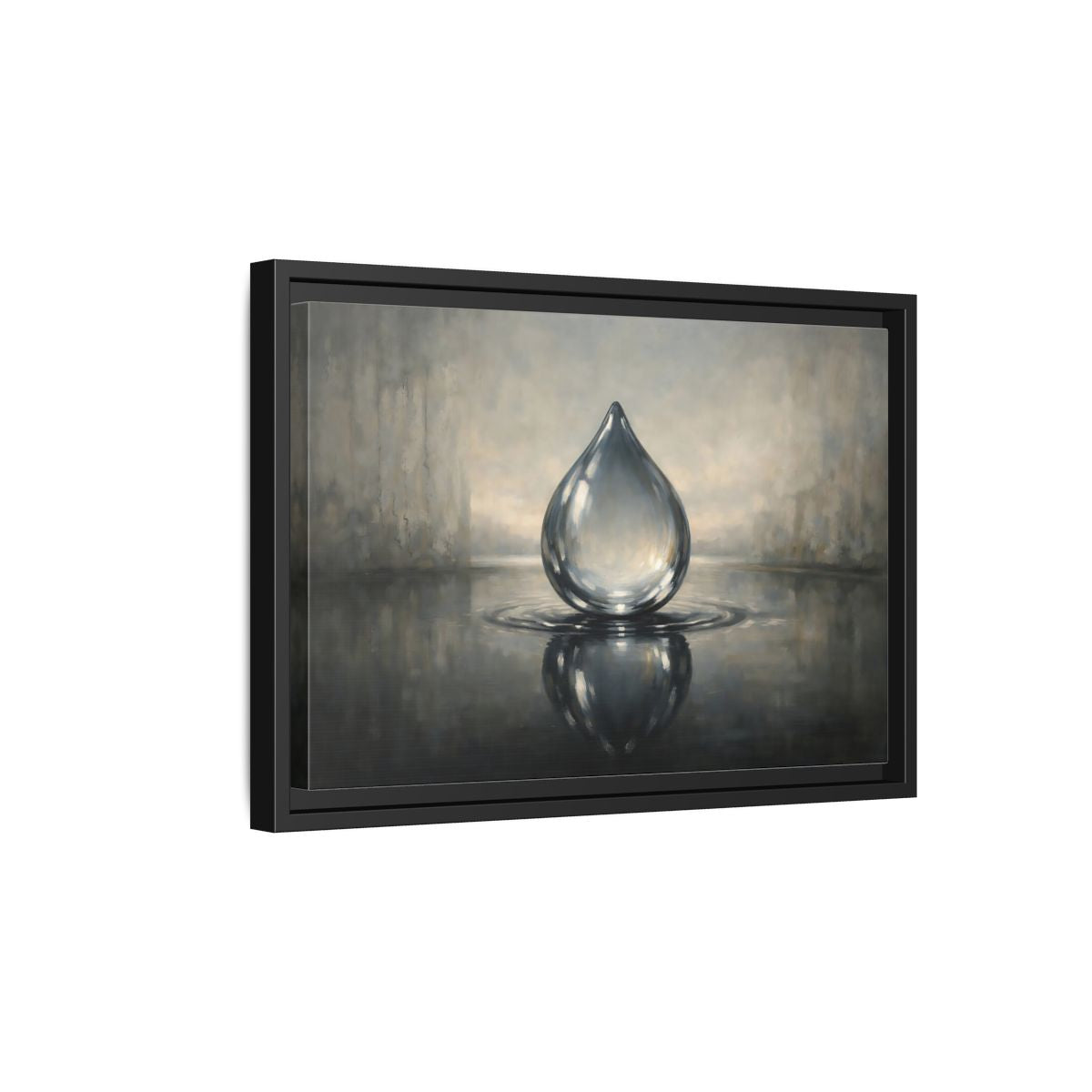 Side Mockup 6. Nature Water Drop Monochrome Water Drop shown as stretched canvas wall art