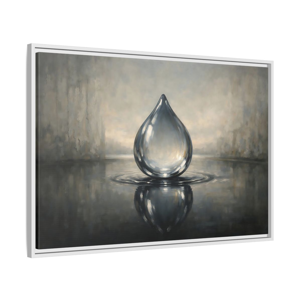 Side Mockup 8. Nature Water Drop Monochrome Water Drop shown as stretched canvas wall art