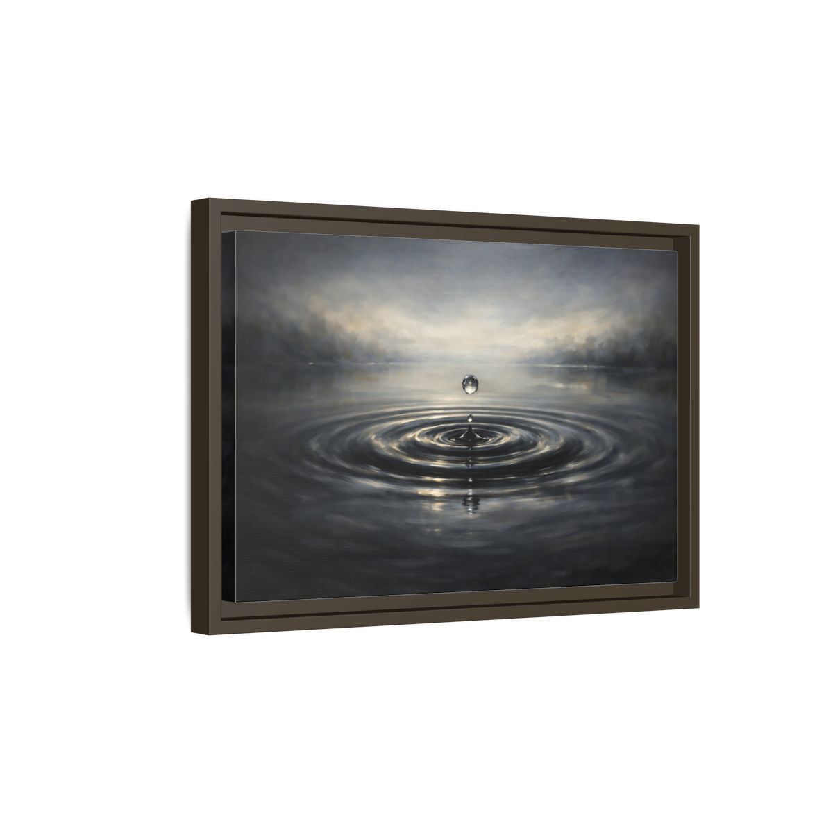 Side Mockup 5. Nature Water Drop Monochrome Lake shown as stretched canvas wall art