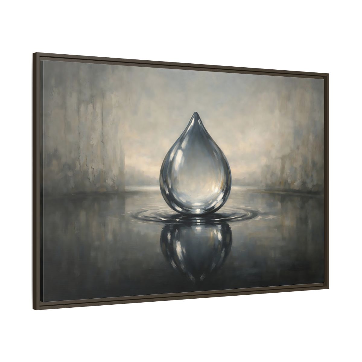 Main Mockup. Nature Water Drop Monochrome Water Drop shown as stretched canvas wall art
