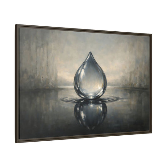Main Mockup. Nature Water Drop Monochrome Water Drop shown as stretched canvas wall art