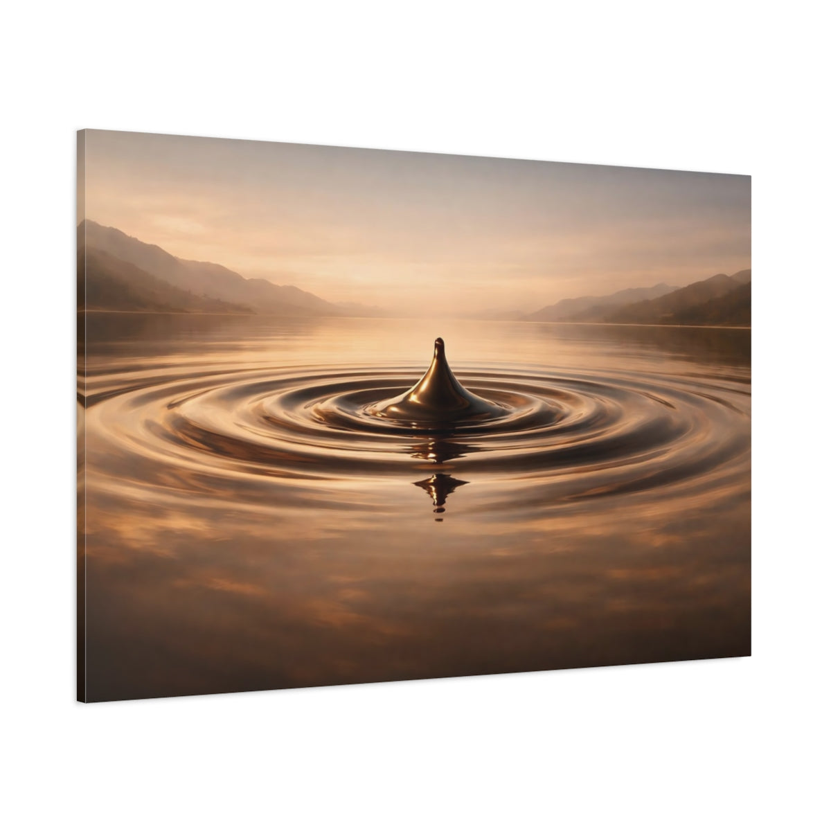 Main Mockup. Nature Water Droplet Golden Water Droplet shown as stretched canvas wall art