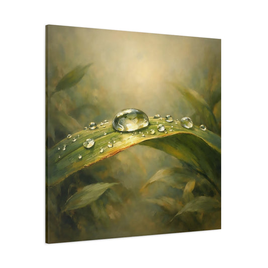Main Mockup. Nature Water Droplet Green Dewdrop shown as stretched canvas wall art