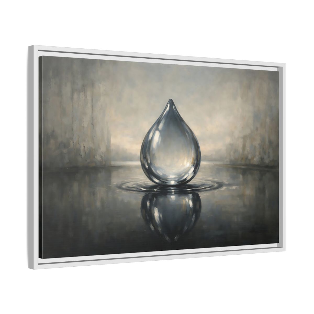 Side Mockup 10. Nature Water Droplet Grey Water Droplet shown as stretched canvas wall art