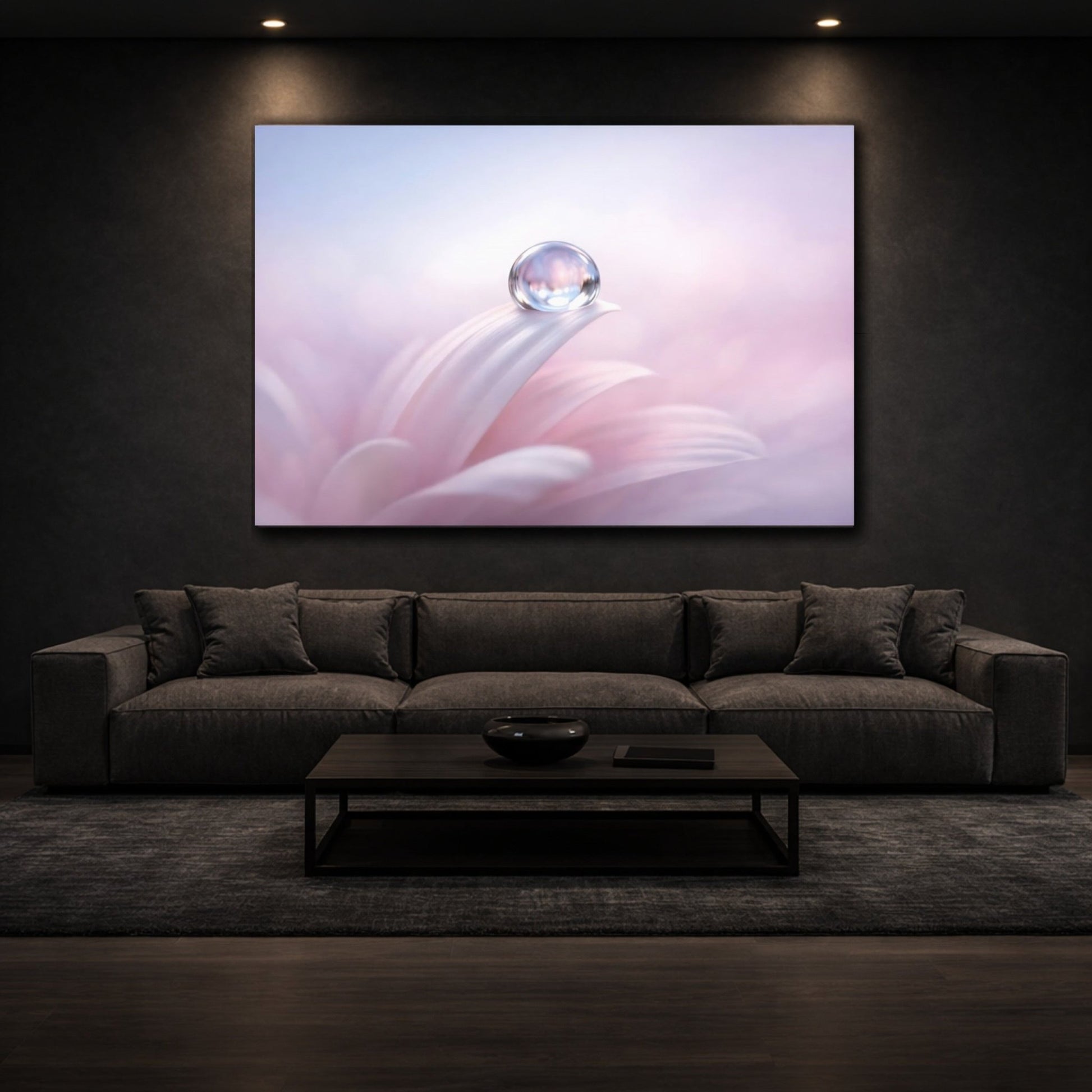 Nature Water Droplet Pink And Purple - Canvas Wall Art Print - YesArtYes