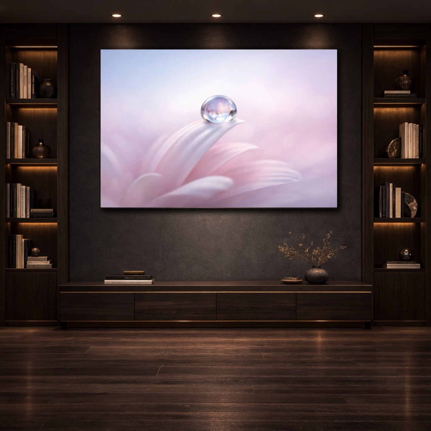 Nature Water Droplet Pink And Purple - Canvas Wall Art Print - YesArtYes