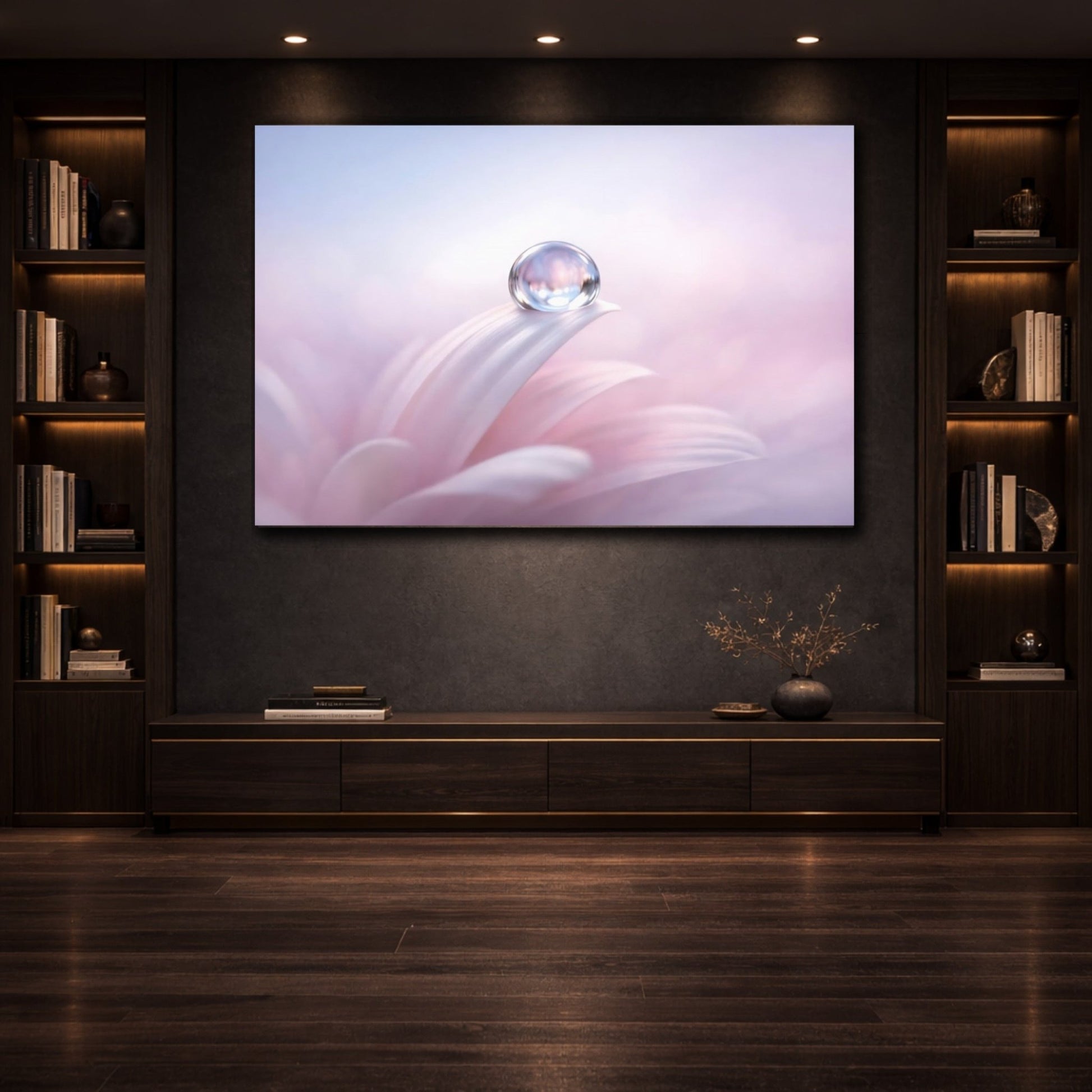 Nature Water Droplet Pink And Purple - Canvas Wall Art Print - YesArtYes