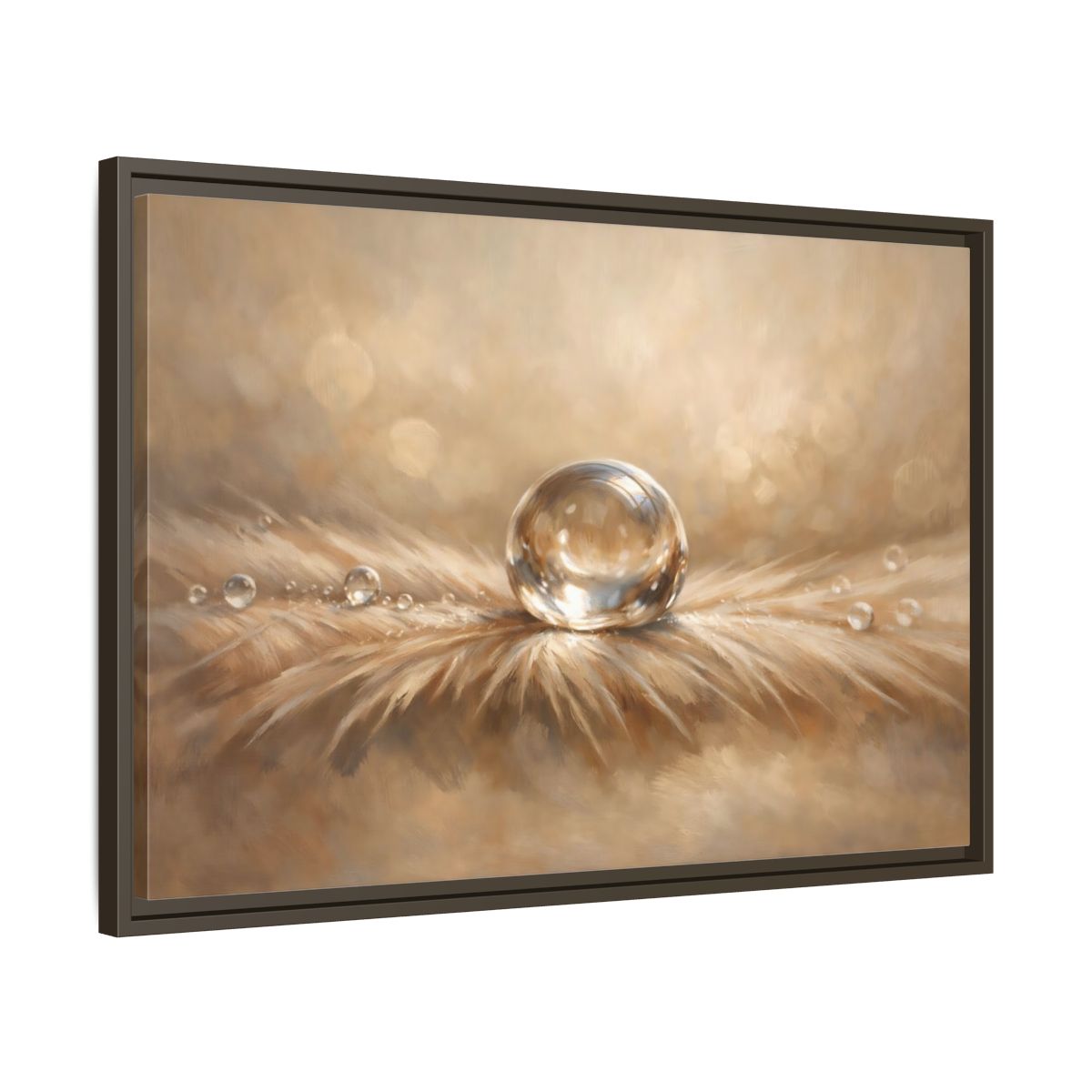 Side Mockup 11. Nature Water Droplet Warm Neutrals shown as stretched canvas wall art