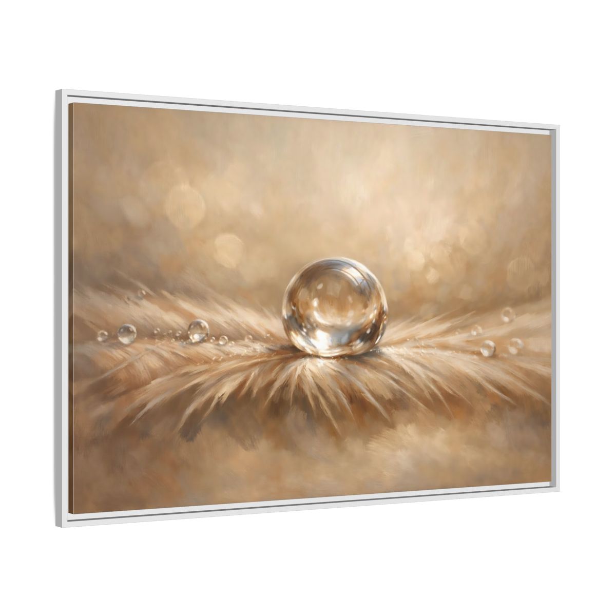 Side Mockup 7. Nature Water Droplet Warm Neutrals shown as stretched canvas wall art