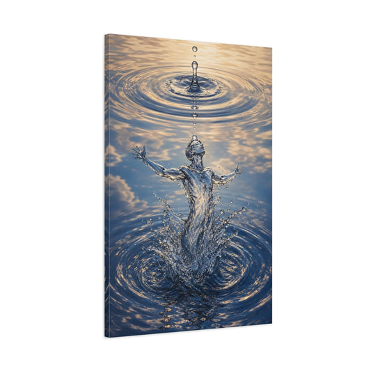 Main Mockup. Nature Water Figure Blue Water Figure shown as stretched canvas wall art