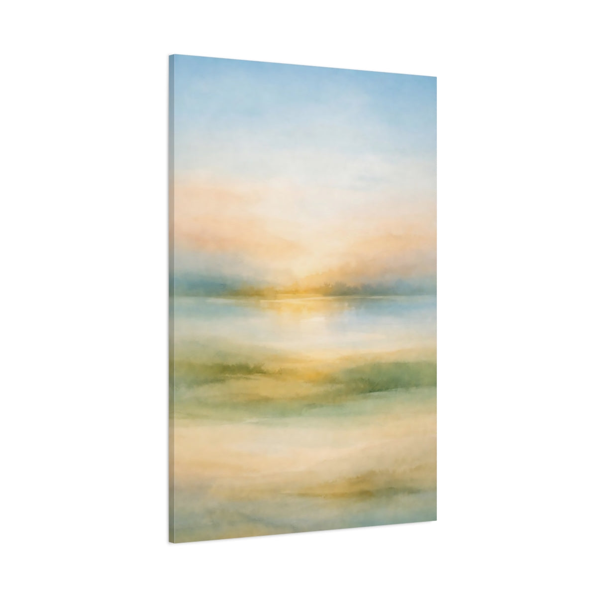 Main Mockup. Nature Water Landscape Pastel Landscape shown as stretched canvas wall art