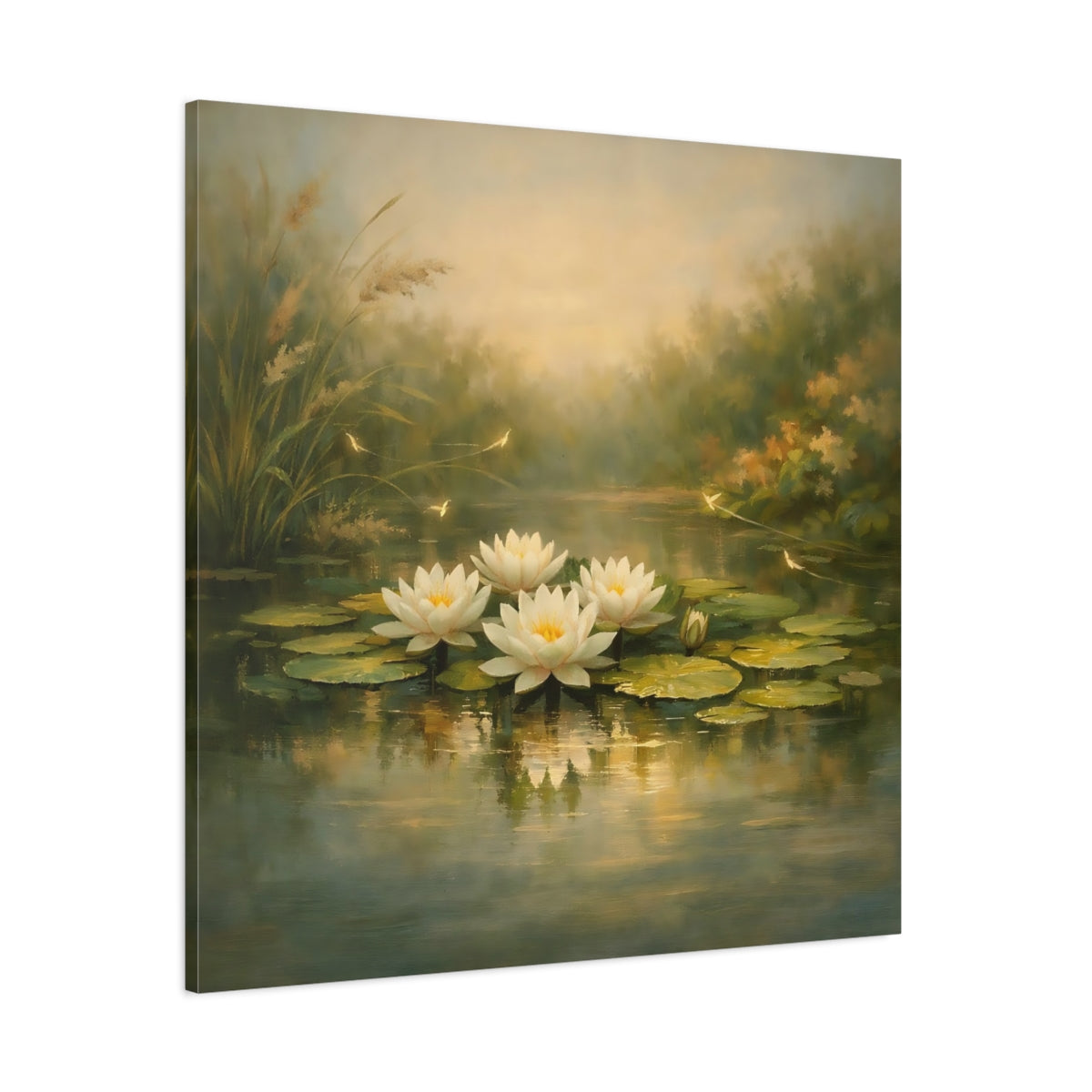 Main Mockup. Nature Water Lilies Water Lilies Pond shown as stretched canvas wall art
