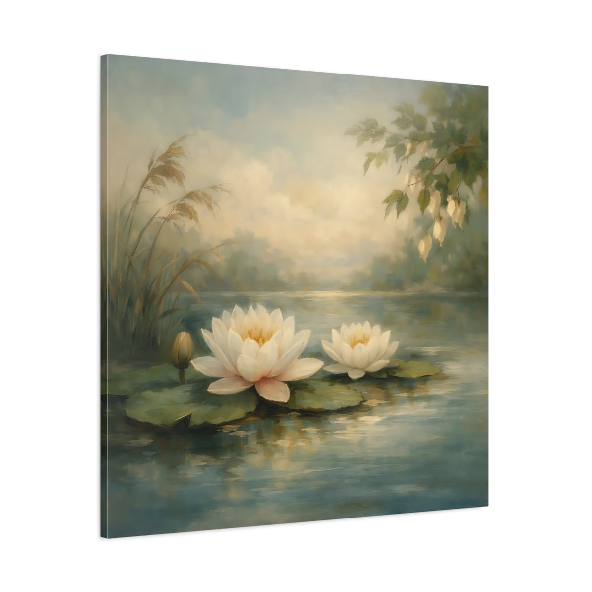 Main Mockup. Nature Water Lilies Water Lily Pond shown as stretched canvas wall art