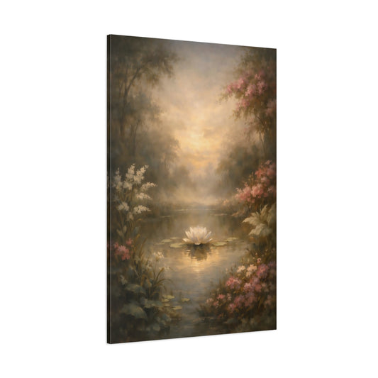 Main Mockup. Nature Water Lily Water Lily Pond shown as stretched canvas wall art