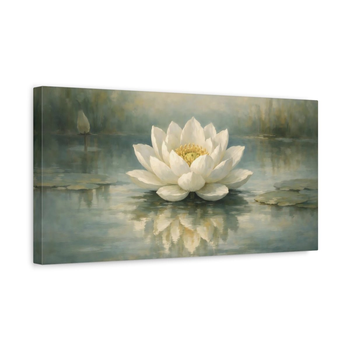 Nature Water Lily White - Canvas Wall Art Print - YesArtYes
