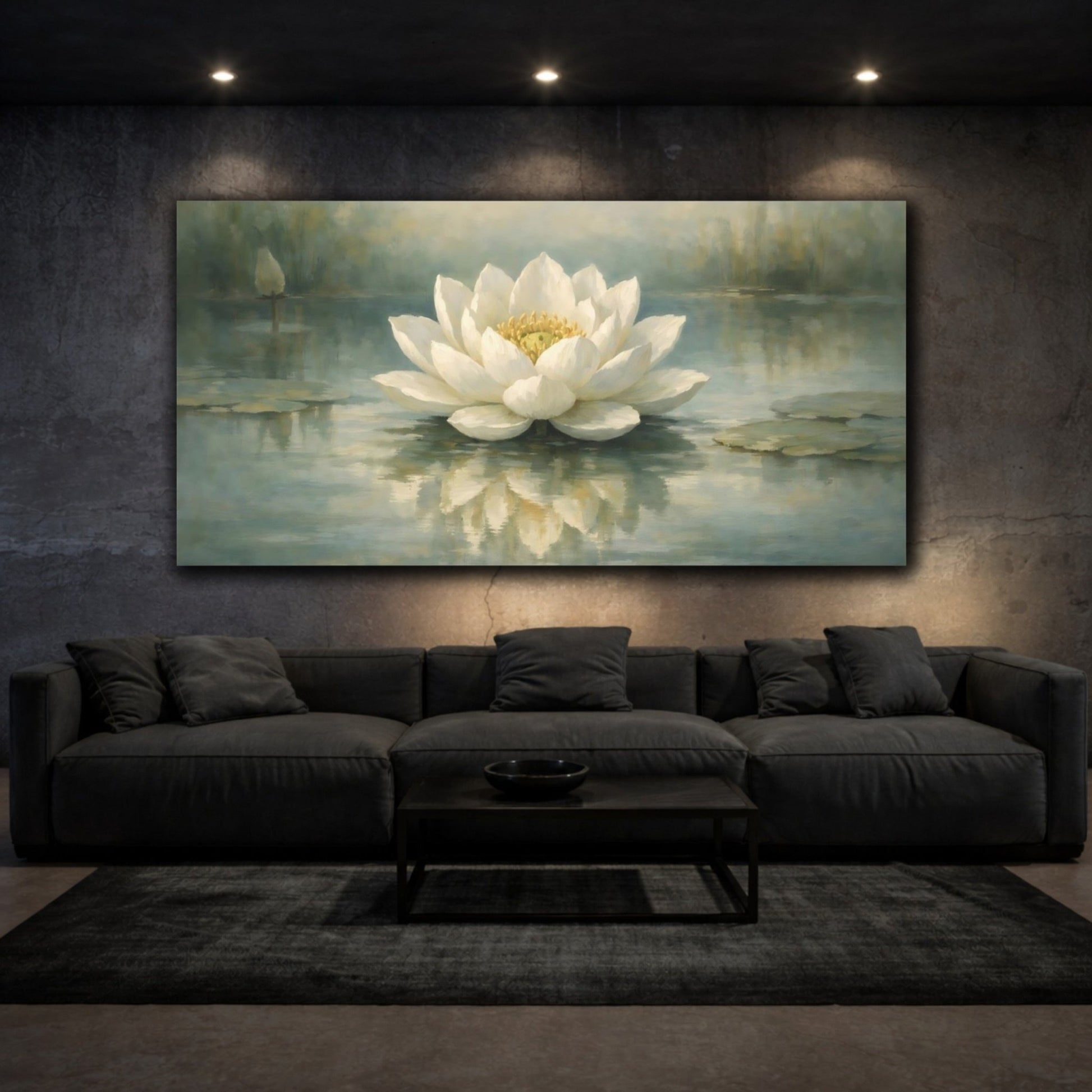 Nature Water Lily White - Canvas Wall Art Print - YesArtYes