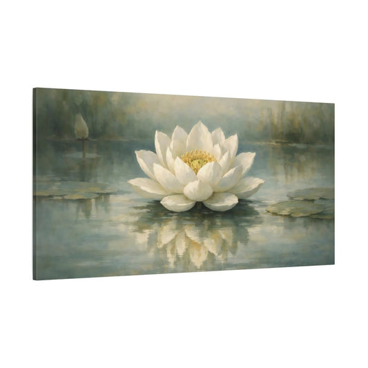 Nature Water Lily White - Canvas Wall Art Print - YesArtYes