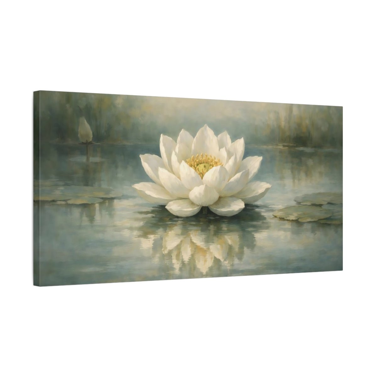 Nature Water Lily White - Canvas Wall Art Print - YesArtYes