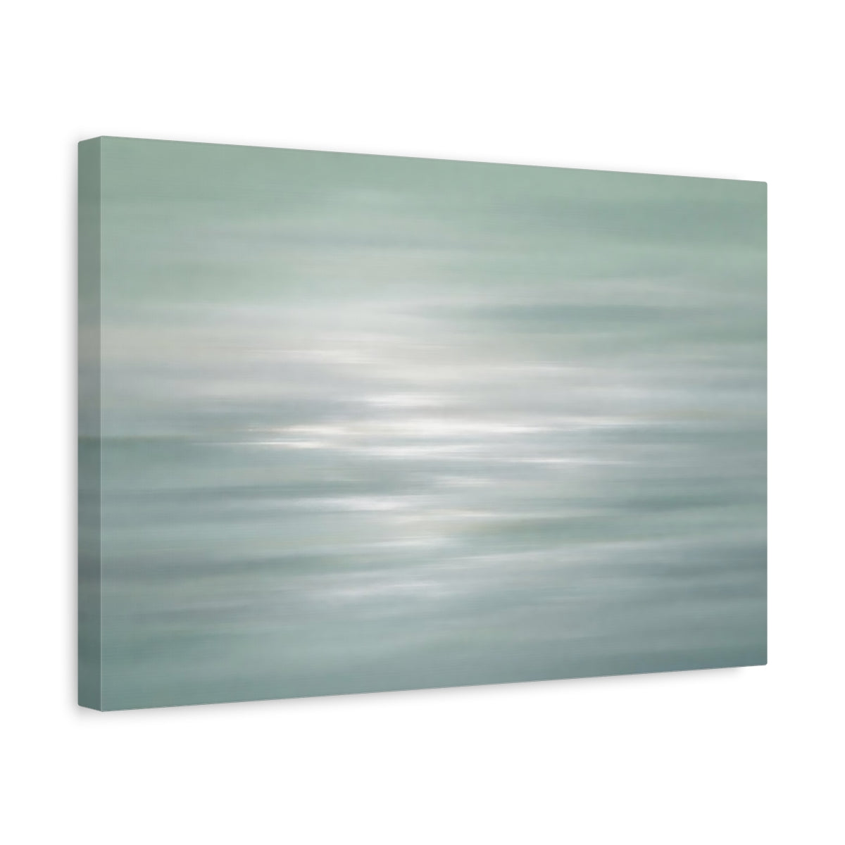 Side Mockup 4. Nature Water Reflections Pale Green Water shown as stretched canvas wall art