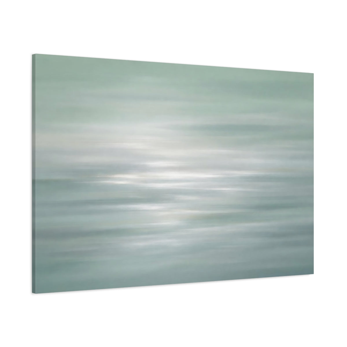 Main Mockup. Nature Water Reflections Pale Green Water shown as stretched canvas wall art