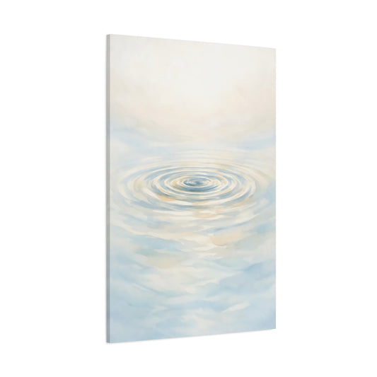 Main Mockup. Nature Water Ripples Blue And Cream shown as stretched canvas wall art