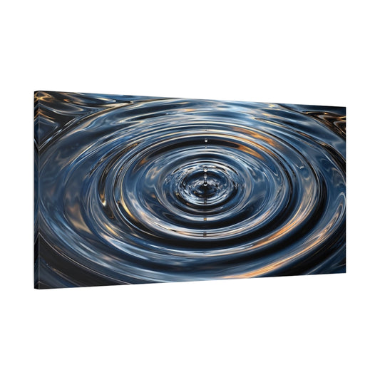 Main Mockup. Nature Water Ripples Blue And Gold shown as stretched canvas wall art