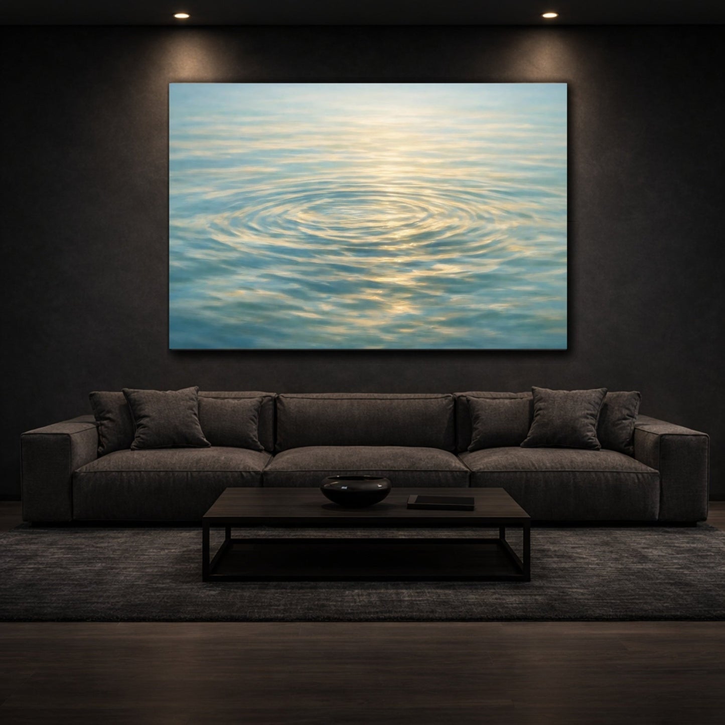 Nature Water Ripples Blue And Gold - Canvas Wall Art Print - YesArtYes