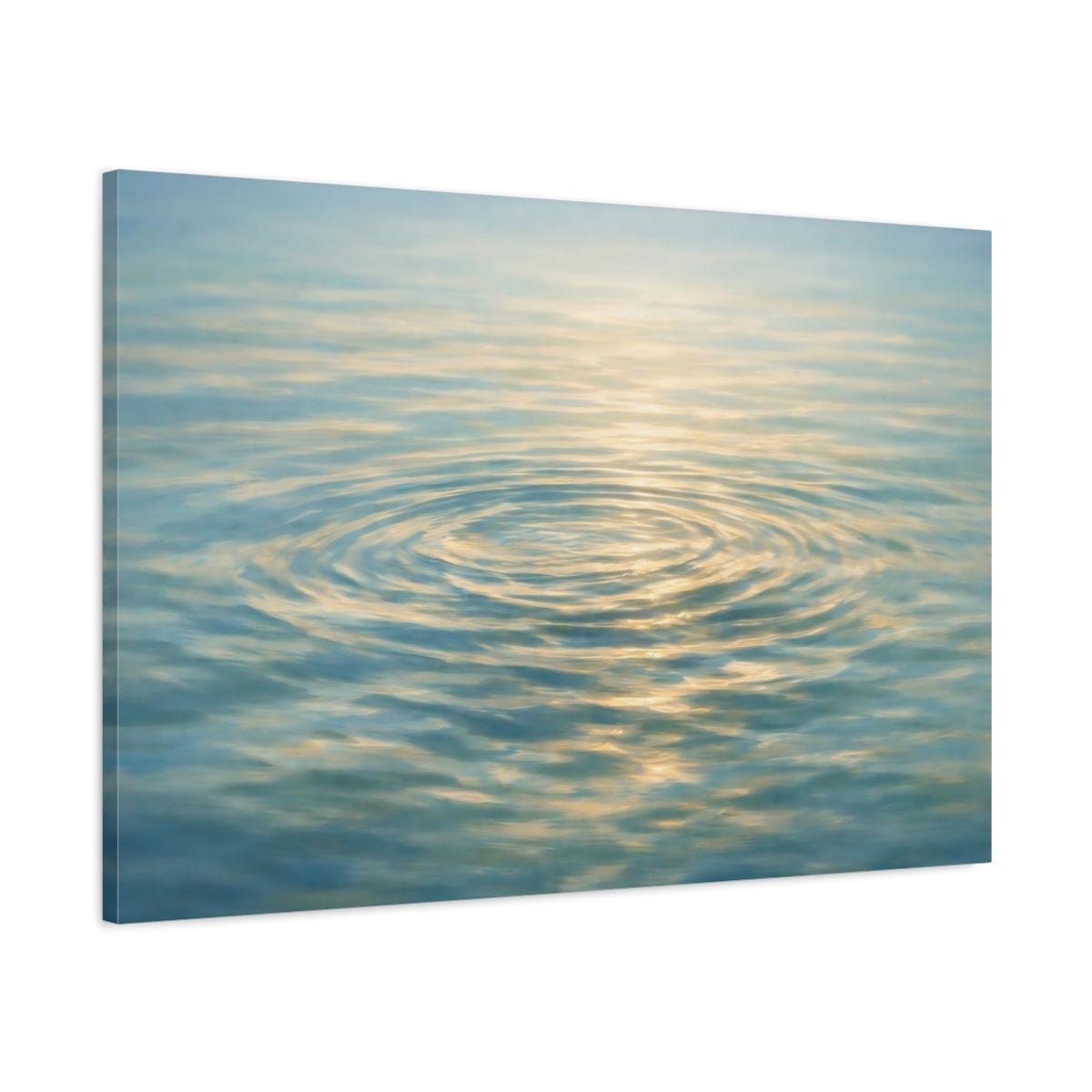 Nature Water Ripples Blue And Gold - Canvas Wall Art Print - YesArtYes