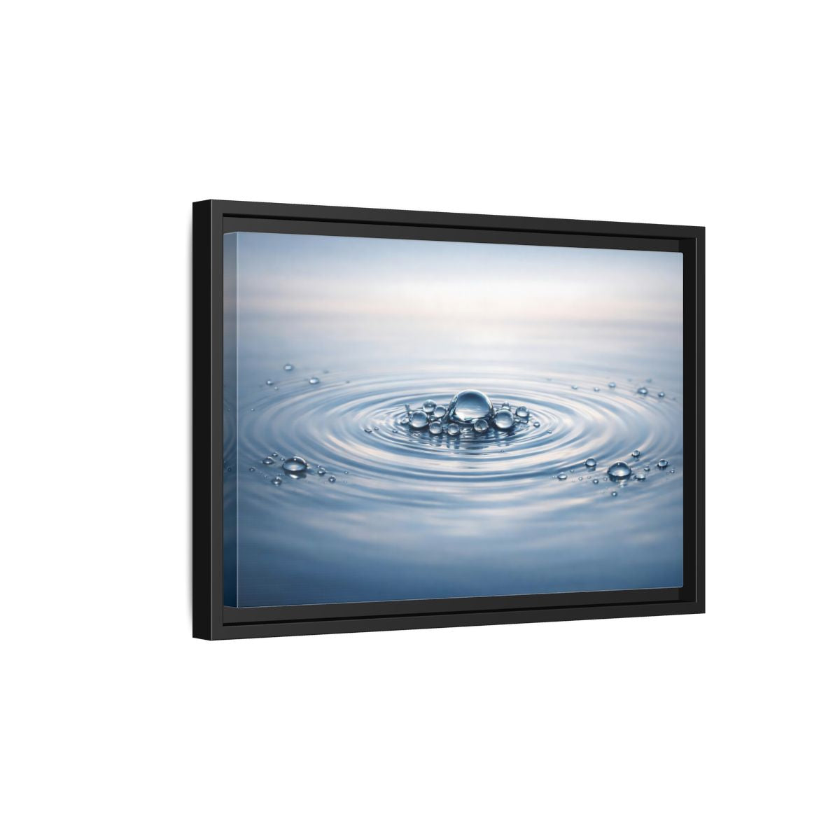 Side Mockup 6. Nature Water Ripples Blue And White shown as stretched canvas wall art