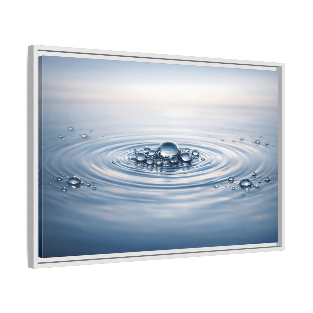 Side Mockup 10. Nature Water Ripples Blue And White shown as stretched canvas wall art