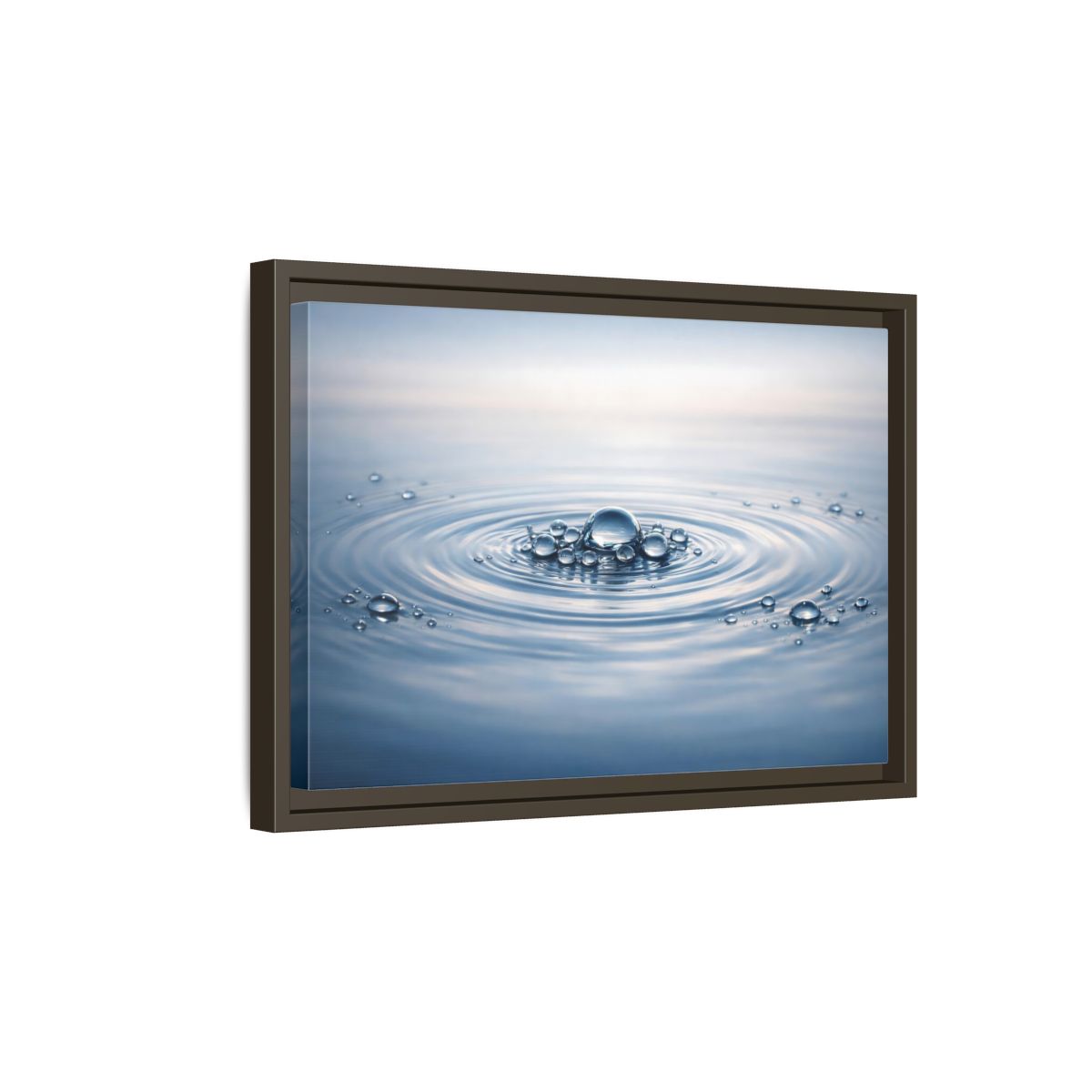 Side Mockup 5. Nature Water Ripples Blue And White shown as stretched canvas wall art