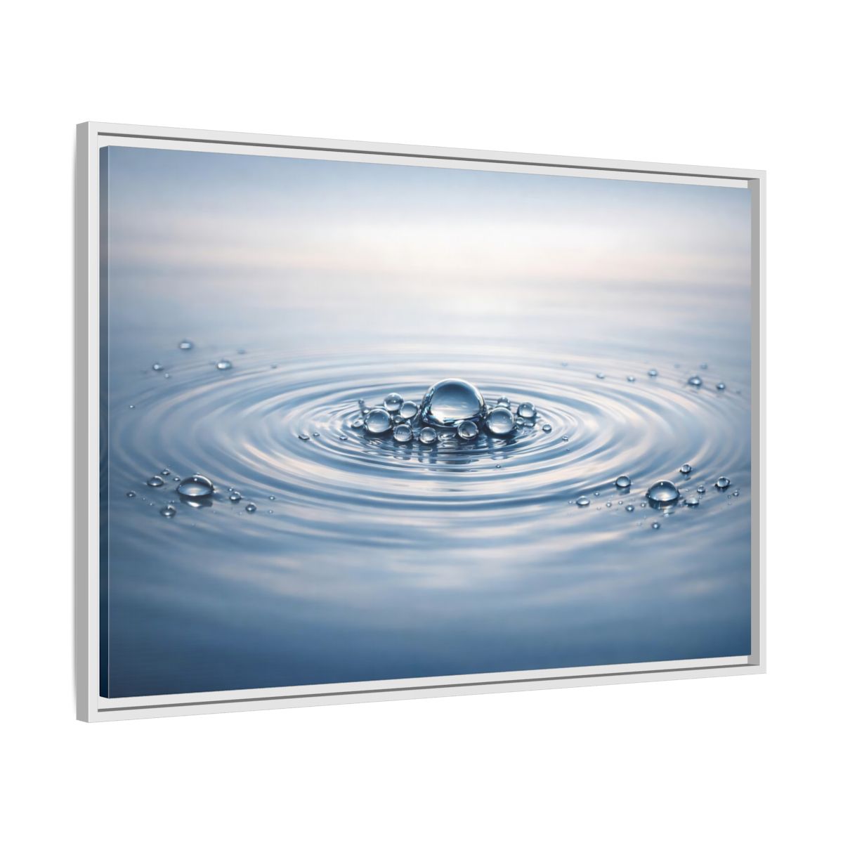 Side Mockup 8. Nature Water Ripples Blue And White shown as stretched canvas wall art
