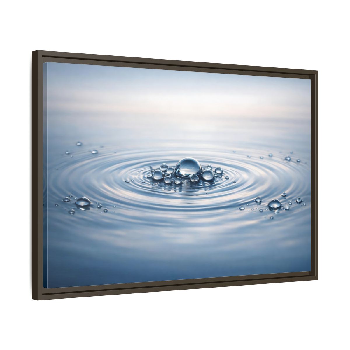 Side Mockup 11. Nature Water Ripples Blue And White shown as stretched canvas wall art