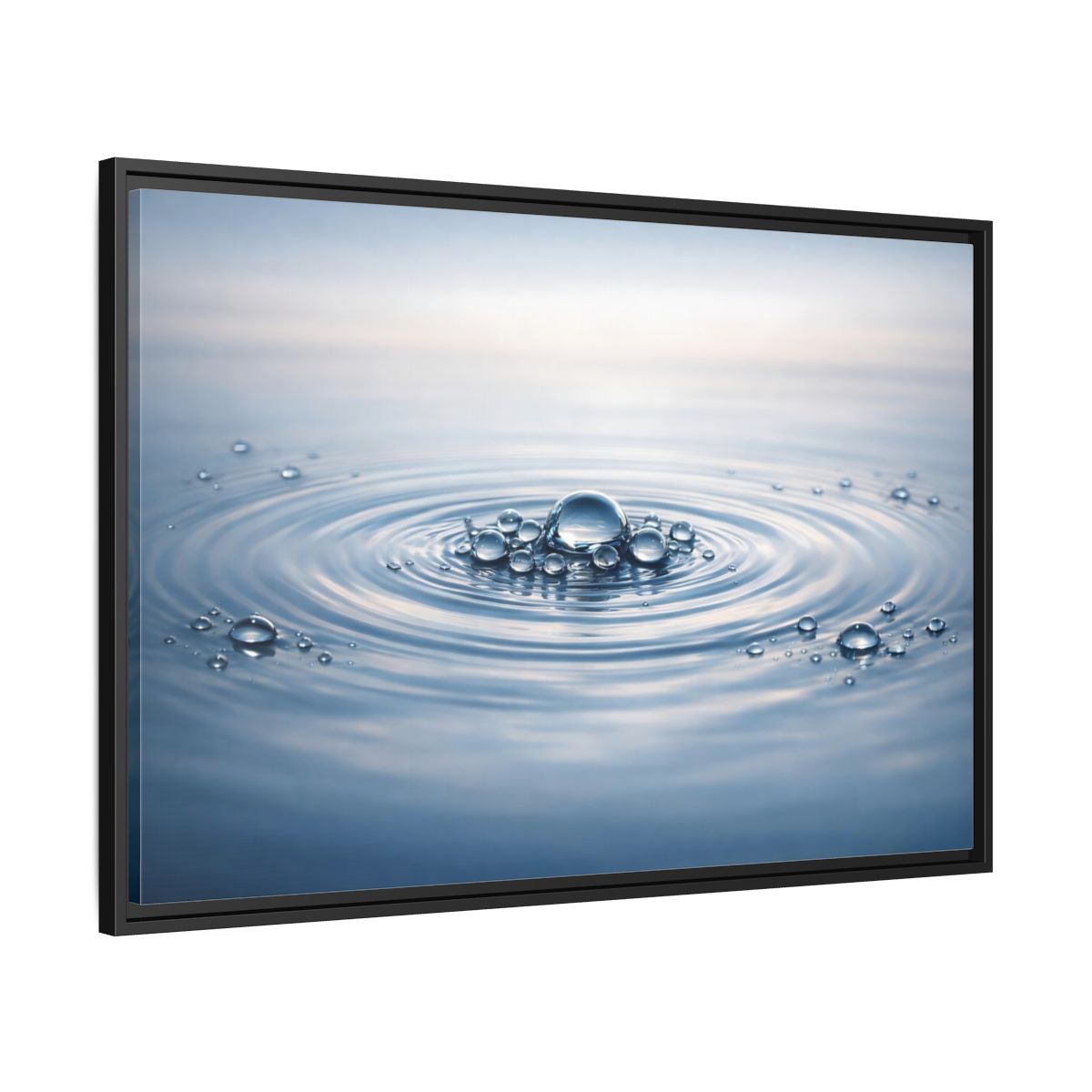 Side Mockup 13. Nature Water Ripples Blue And White shown as stretched canvas wall art