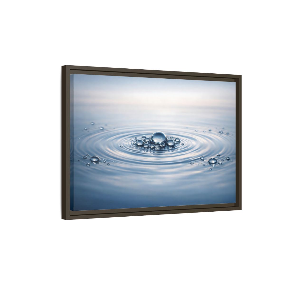 Side Mockup 2. Nature Water Ripples Blue And White shown as stretched canvas wall art