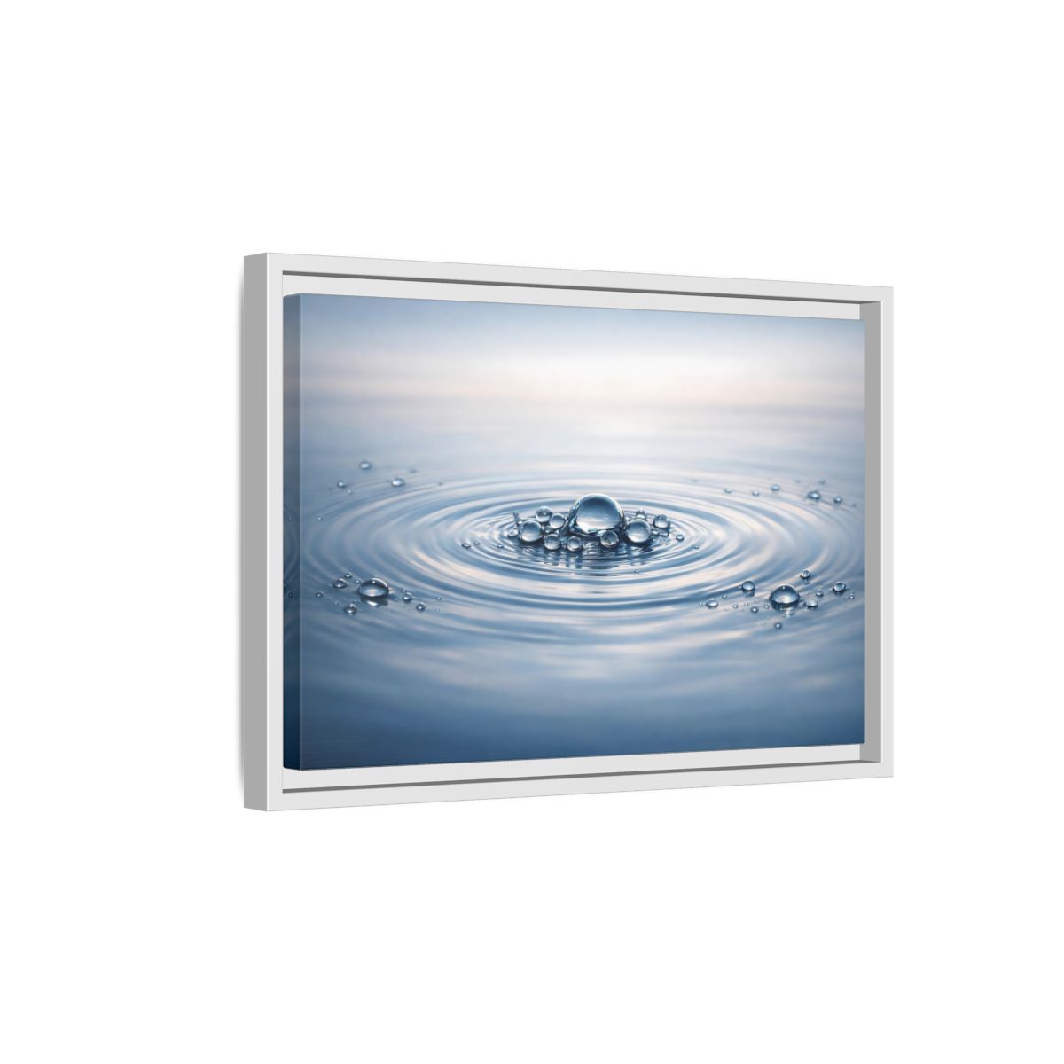 Side Mockup 4. Nature Water Ripples Blue And White shown as stretched canvas wall art