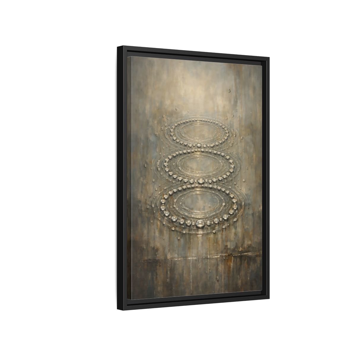 Nature Water Ripples Grey - Framed Canvas Wall Art Print - YesArtYes